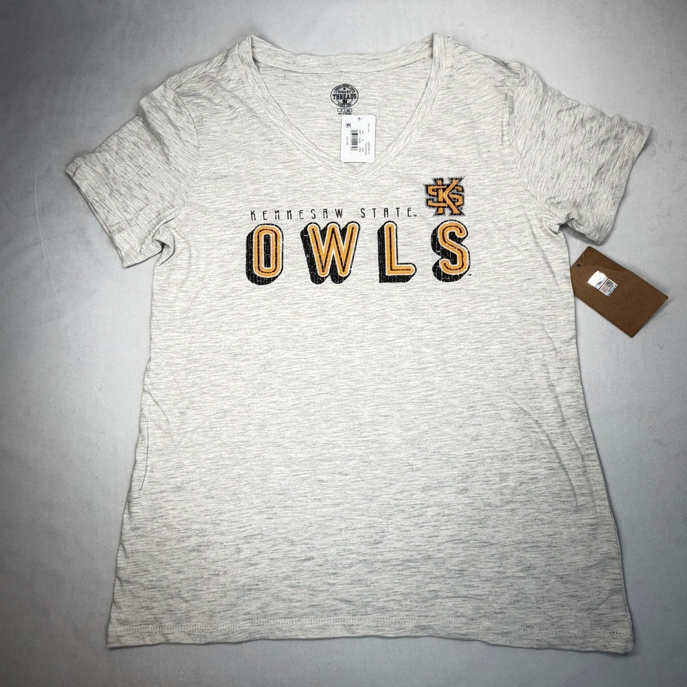Rivalry Threads Kennesaw State Owls V-Neck T-Shirt Heather Grey Womens Small